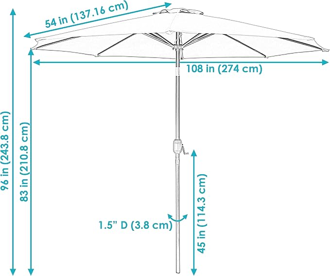 Sunnydaze Outdoor Patio Umbrella - Image 3