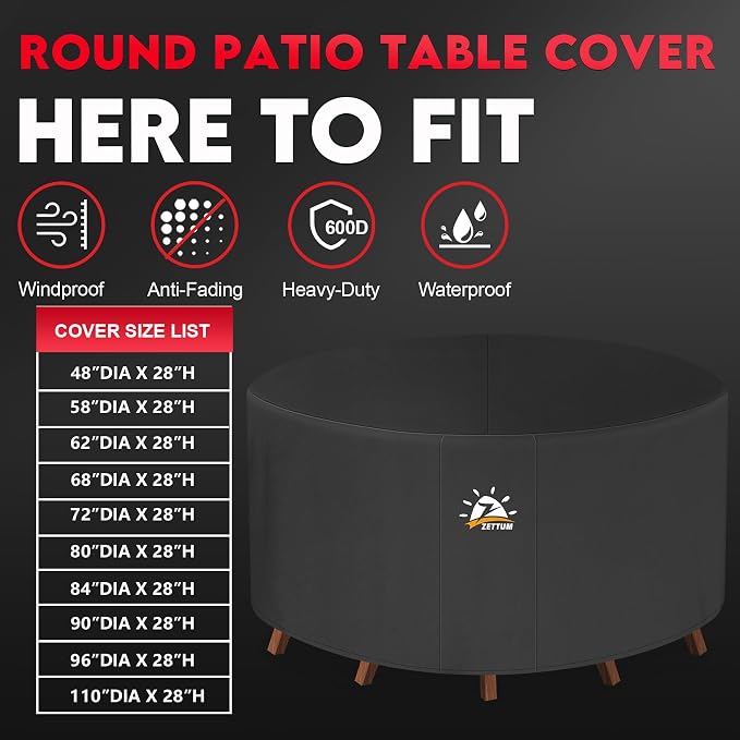 Zettum Round Patio Table Cover 80 Inch - Image 5
