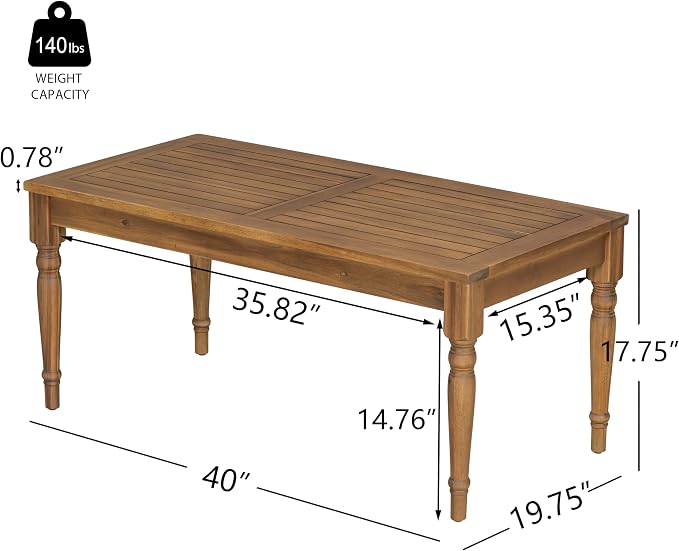 Christopher Knight Home Lama Rectangular Outdoor Coffee Table, Slat Panel Side - Image 2