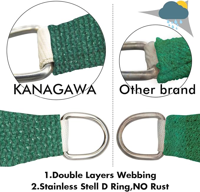 KANAGAWA 18'X20' Dark Green Custom Size Sun Shade Sail Rectangle UV Block - Image 5