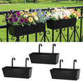 3 Pack Metal Railing Planters, 16 Inch Large Rectangular Hanging Flower Pots by MeltsetM