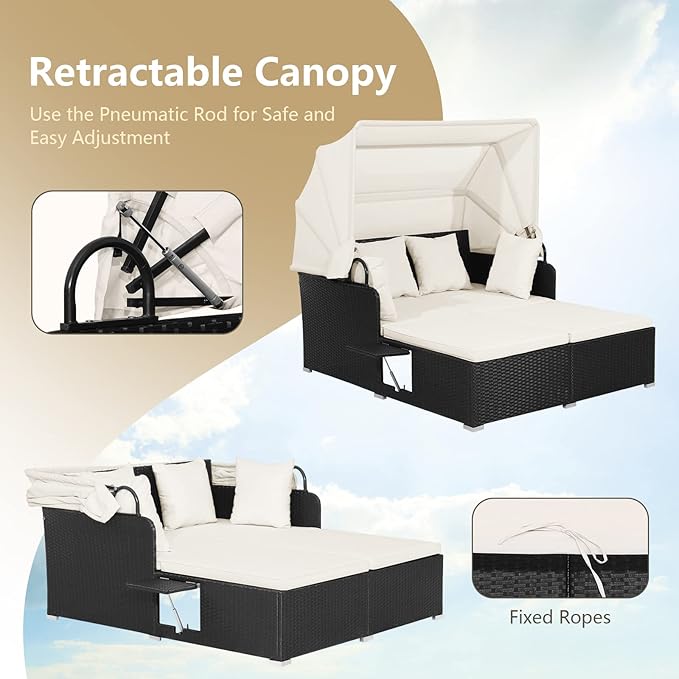 ORALNER Outdoor Daybed, 2-Person Wicker Patio Sofa - Image 3