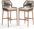 IDZO Boho Rope Bar Stools Set of 2, 400lbs Capacity, Cushions & Ergonomic by Idzo