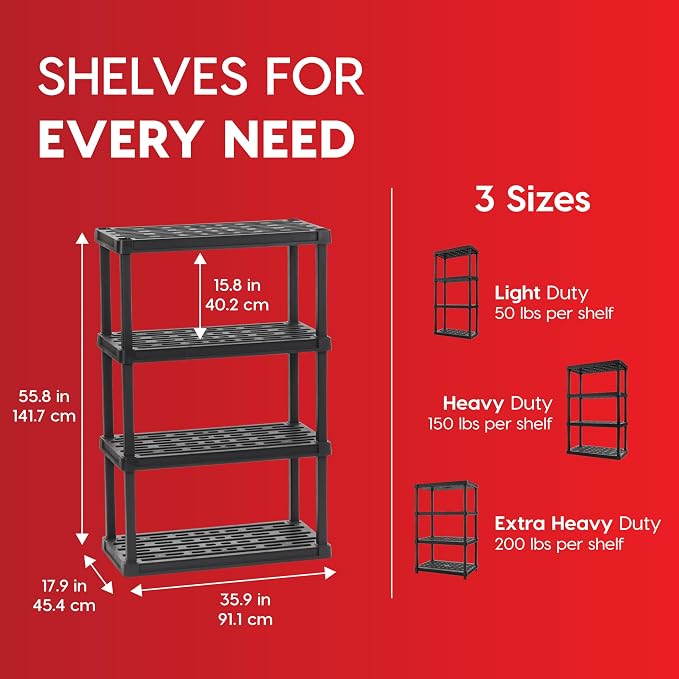IRIS USA 4-Shelf Heavy Duty Plastic Storage Shelves, 600lb Capacity, Large - Image 3