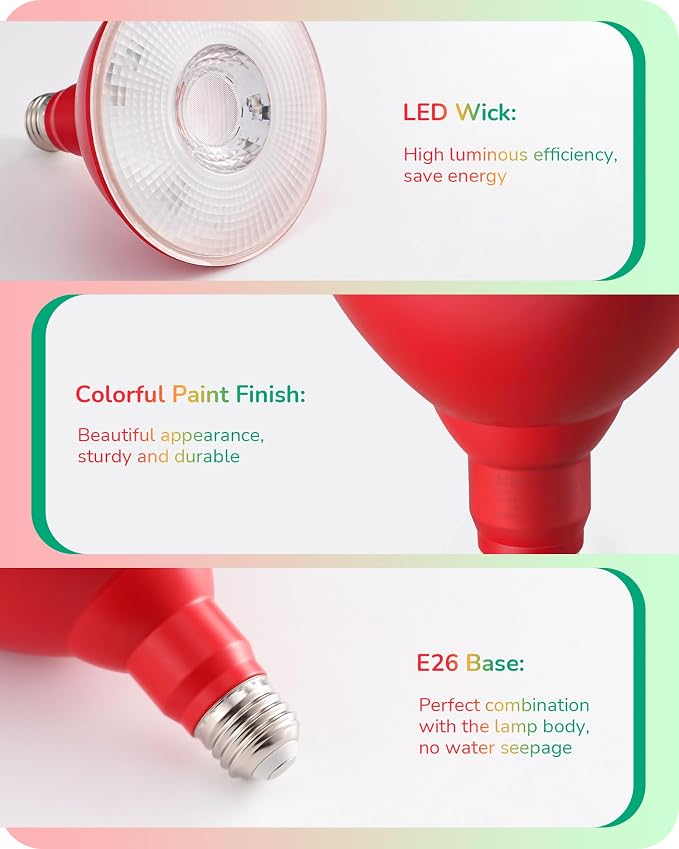 EDISHINE St.Patrick's Day/Easter Decorations PAR38 Red & Green LED Flood Light - Image 8