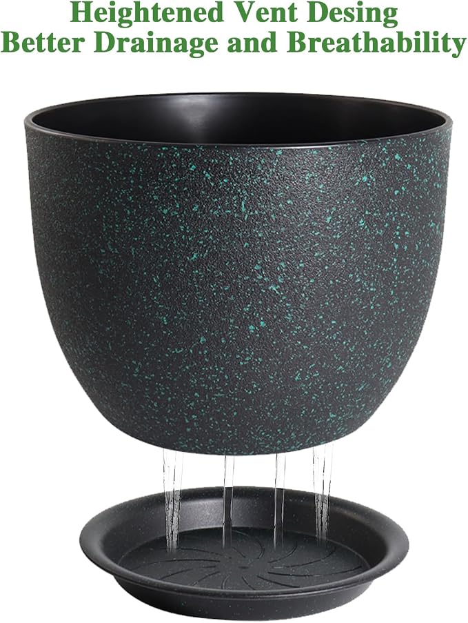 12inch Large Plant Pot, Modern Plastic Planter - Image 3
