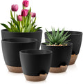 Plant Pots 10/9/8/7.5/7 Inch Self Watering Pots, Plastic Flower Pots, Nursery by QRRICA