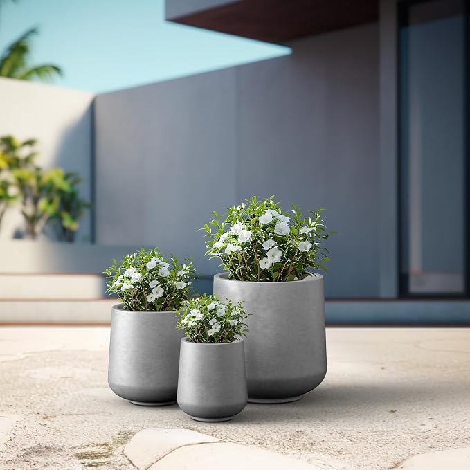 Kante 15.3"+11.6"+8.2" Dia Round Concrete Planter, Large Outdoor Indoor Planter - Image 6