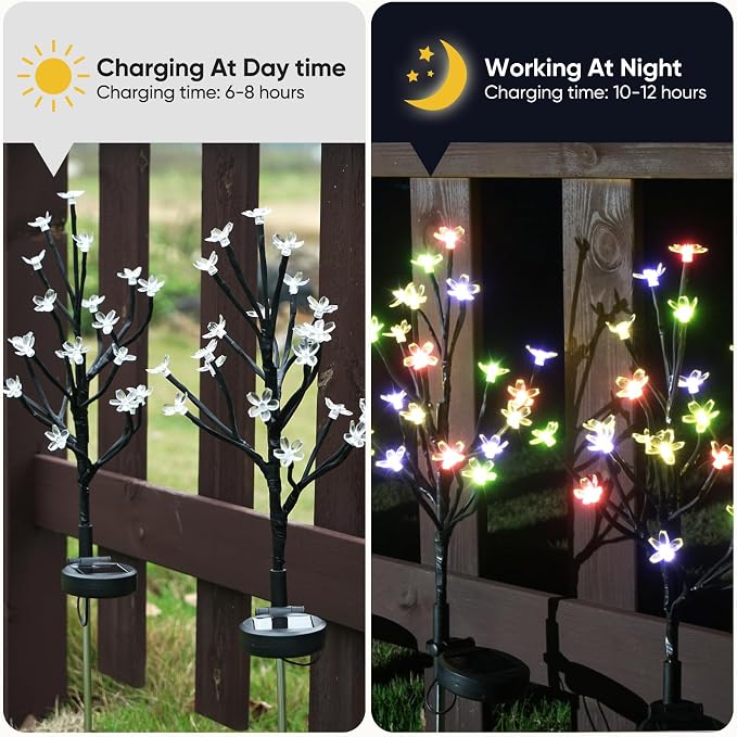 Solar Garden Lights Garden Decor, Solar Flowers Outdoor Decorative, Pathway - Image 4