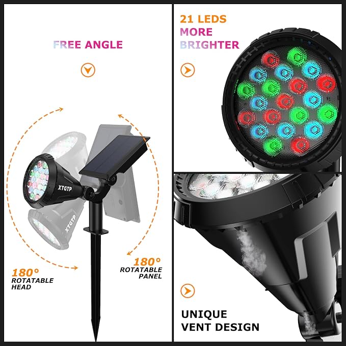 Solar Spotlights Outdoor Color Changing, 180°Adjustable Flag Pole Lights - Image 7