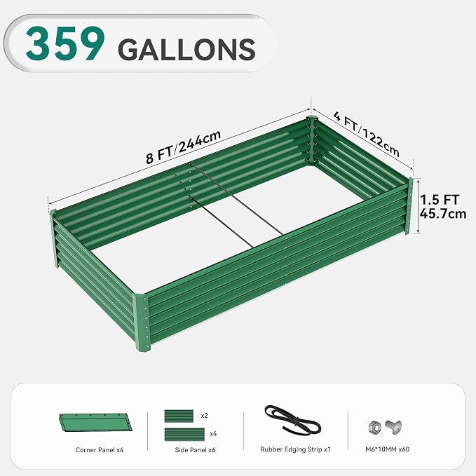 YITAHOME 2pcs 8x4x1.5 in Galvanized Raised Garden Bed Kit, Large Metal Planter - Image 8