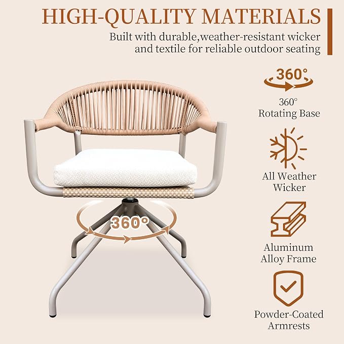 TWT Patio Dining Chairs Outdoor Stackable Dining Chairs - Image 5