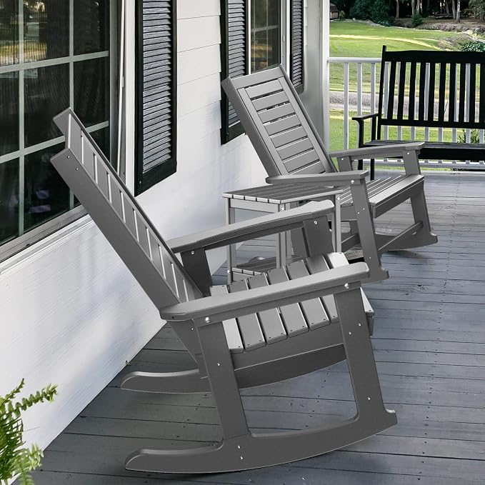 GREENVINES Outdoor Rocking Chairs | Set of 2 | Porch Rocker | HDPE Plastic | - Image 6