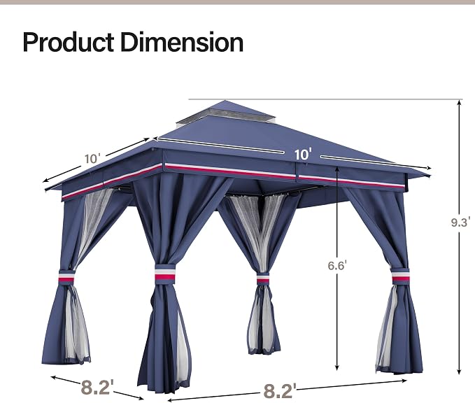 LAUSAINT HOME Semi-Permanent Outdoor Patio Gazebo 10'x10', Heavy Duty Party - Image 2