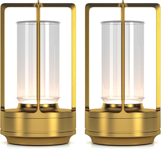 Portable Metal Table Lamp for Indoor/Outdoor, Rechargeable Cordless LED Lamp by HAPYGILightings