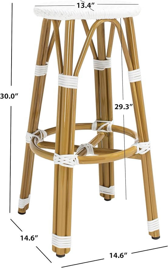 Safavieh PAT4018C Outdoor Collection Kelsey White 30-inch Bar Stool - Image 3