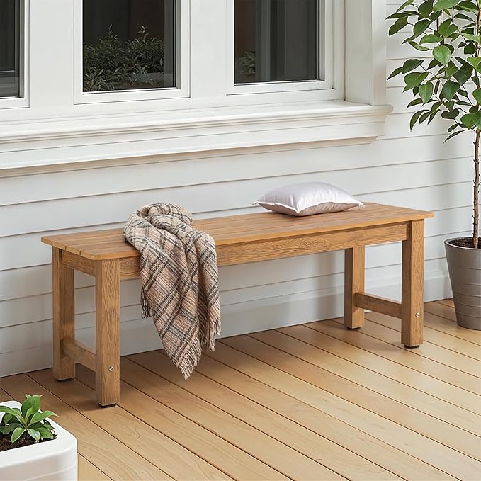 ONBRILL Outdoor Benches Weatherproof, 2-Person Poly Lumber Garden Bench - Image 2