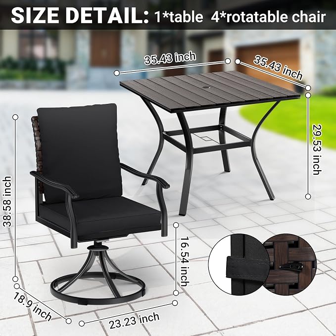 LEVELEVE 5 Piece Outdoor Patio Dining Set - Image 5