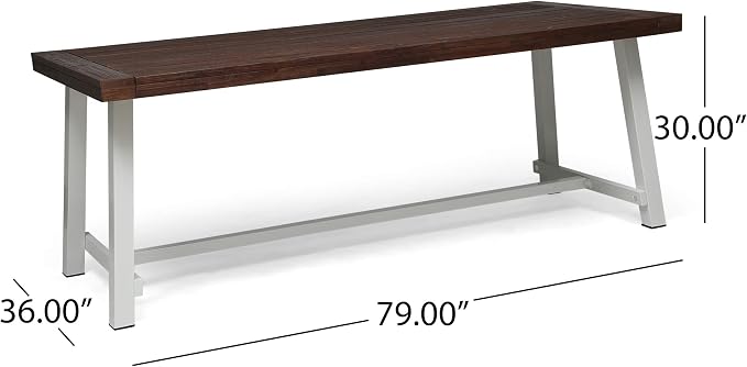 Outdoor Eight Seater Iron Dining Table, Dark Brown and White Finish - Image 3
