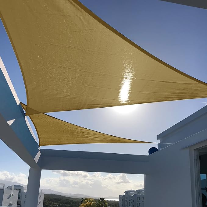 SUNNY GUARD Custom Size 11'x22'x24.6' Triangle Sand UV Block Sunshade by SUNNYGUARD