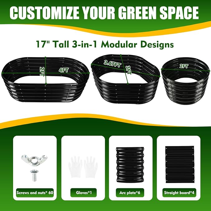 17" Tall Elevated Oval Metal Raised Garden Bed - 4ft x 2ft in Size and 0.8MM - Image 2