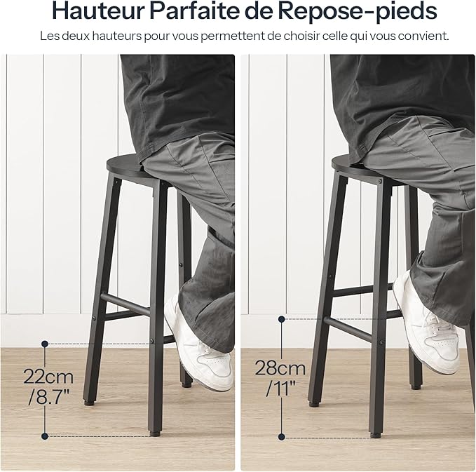 HOOBRO Bar Stools, Bar stools Set of 2, Counter Height Bar Stools, 24.8" - Image 6