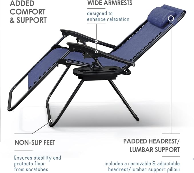 Nestl Zero Gravity Chairs Set of 6, Patio Lounge Chair Outdoor - Image 6