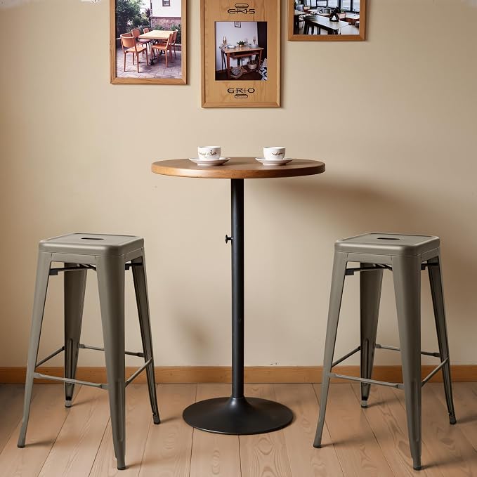 Furmax 30 Inch Metal Bar Stools Set of 4, Counter Height Backless Stools - Image 2