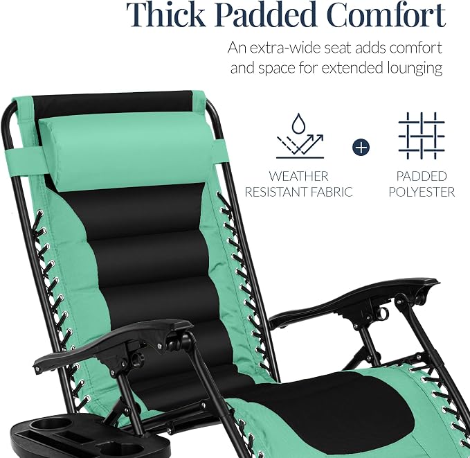 Best Choice Products Oversized Padded Zero Gravity Chair, Folding Outdoor Patio - Image 5