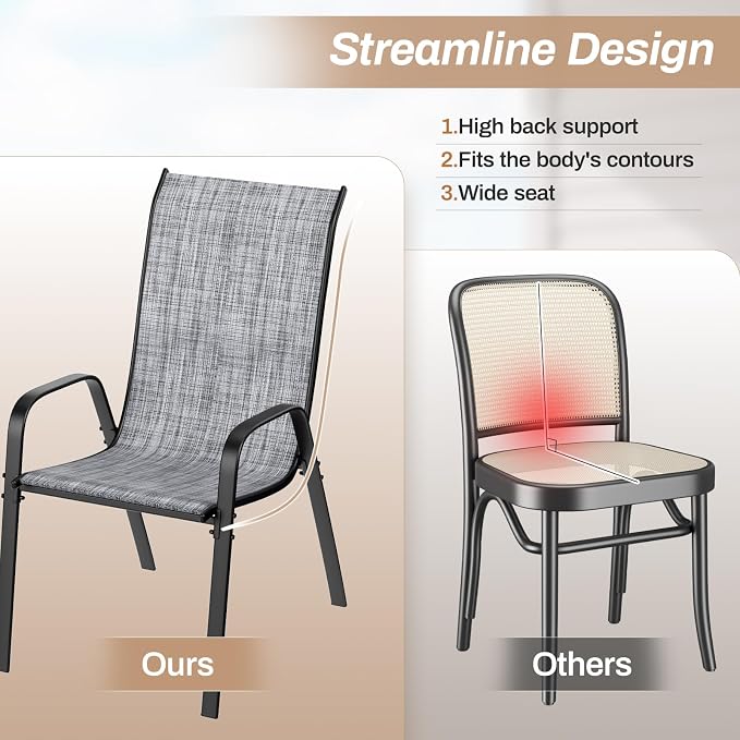 TLSUNNY Patio Chairs, Stackable Textilene Outdoor Dining Furniture - Image 9