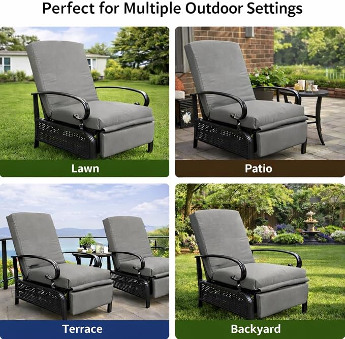 Kozyard Adjustable Outdoor Reclining Lounge Chair, Cushioned Patio Chaise Lounge - Image 7