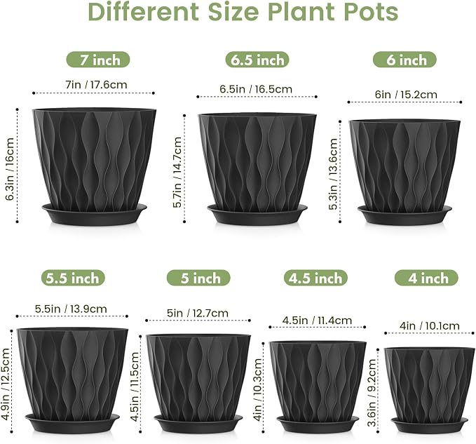 7/6.5/6/5.5/5/4.5/4 inch Plant Pots - Image 2