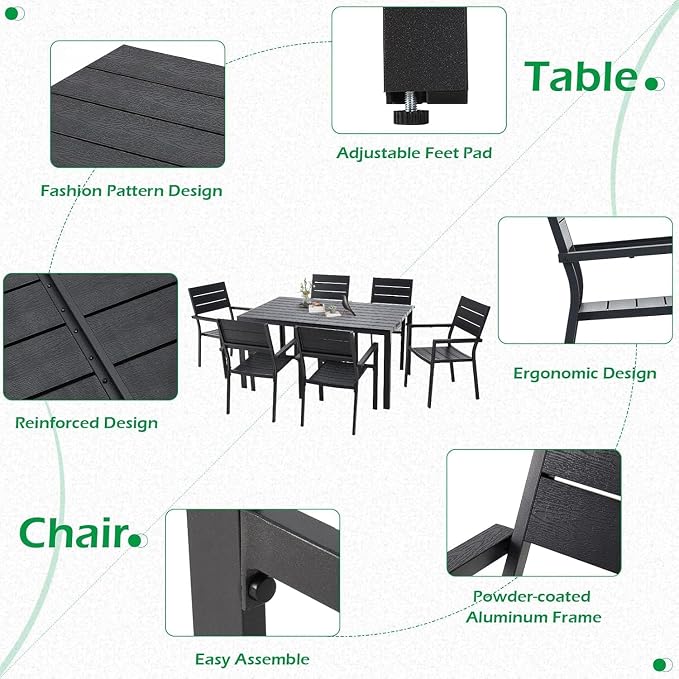 AECOJOY 7 Piece Outdoor Dining Set - Image 4