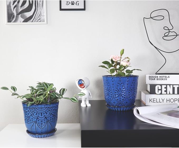 Gepege 6 Inch Beaded Ceramic Planter Set of 2 - Image 6