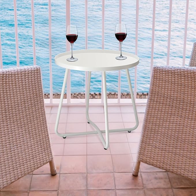 danpinera Outdoor Side Tables, Weather Resistant Steel Patio Side Table - Image 7