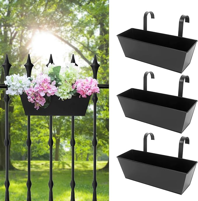 Railing Planters Outdoor Balcony 16 Inch Deck Over The Railing Planter Boxes by Holensun