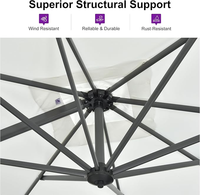 PURPLE LEAF 8 Feet Square Cantilever Umbrella Patio Umbrella - Image 3