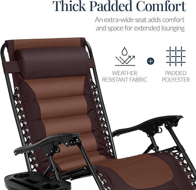Best Choice Products Oversized Padded Zero Gravity Chair, Folding Outdoor Patio - Image 4