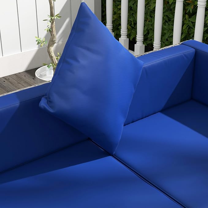 Outsunny 7 Piece Patio Furniture Set, Wicker Outdoor Sectional Sofa Set - Image 8