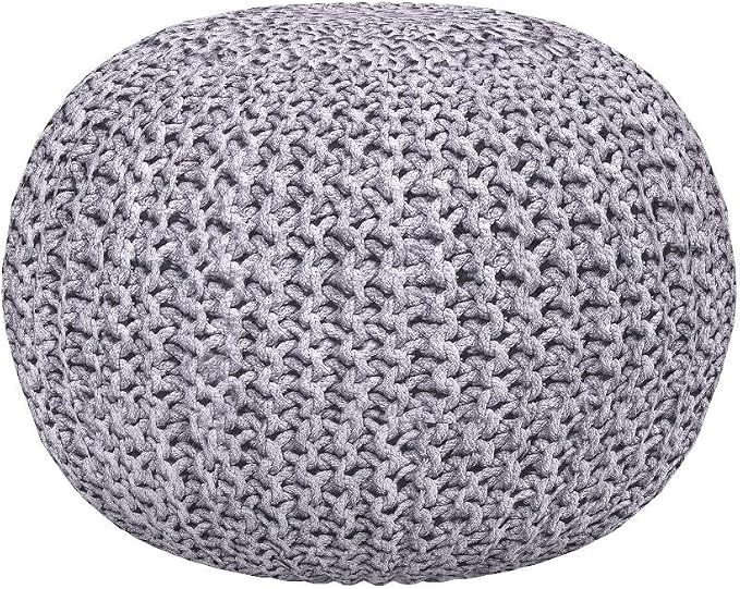 BIRDROCK HOME Round Pouf Ottoman | Cotton Braided Foot Stool - Image 5