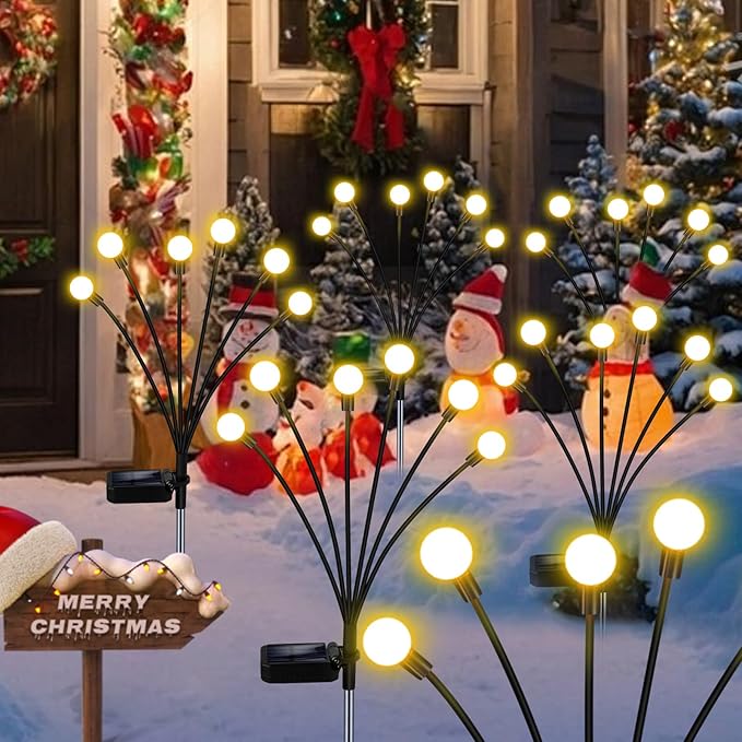 Solar Garden Lights, Solar Firefly Lights, 8 Pack 64 Heads Solar Lights Outdoor - Image 7