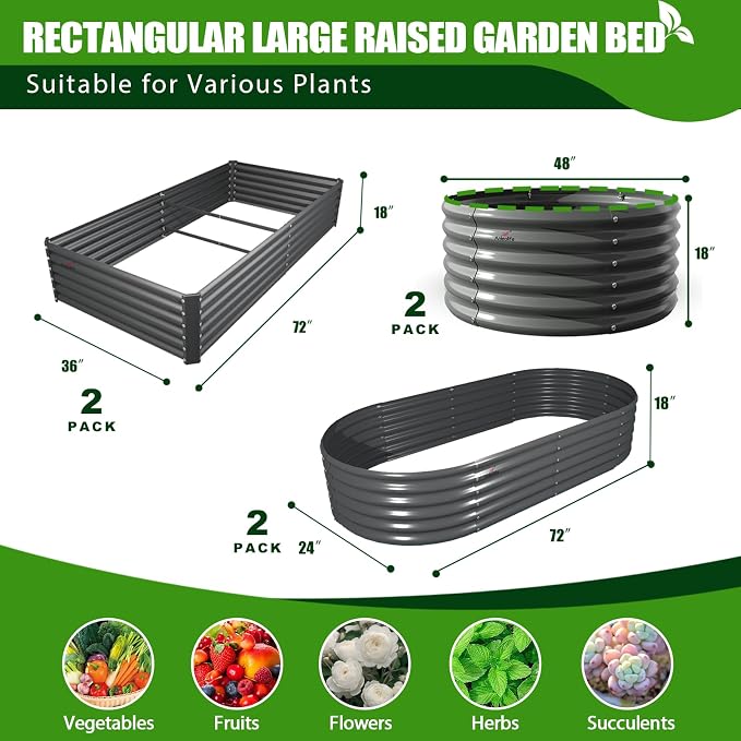 A ANLEOLIFE 6-Pack 4X4 & 6X3 & 6X2 Deep Root Galvanized Raised Garden Beds - Image 2