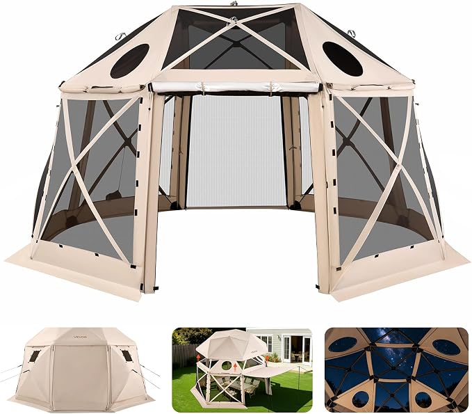 VEVOR Pop up Gazebo Screen Tent, 15 x 15 ft, 13-Sided Spherical Camping Canopy by VEVOR