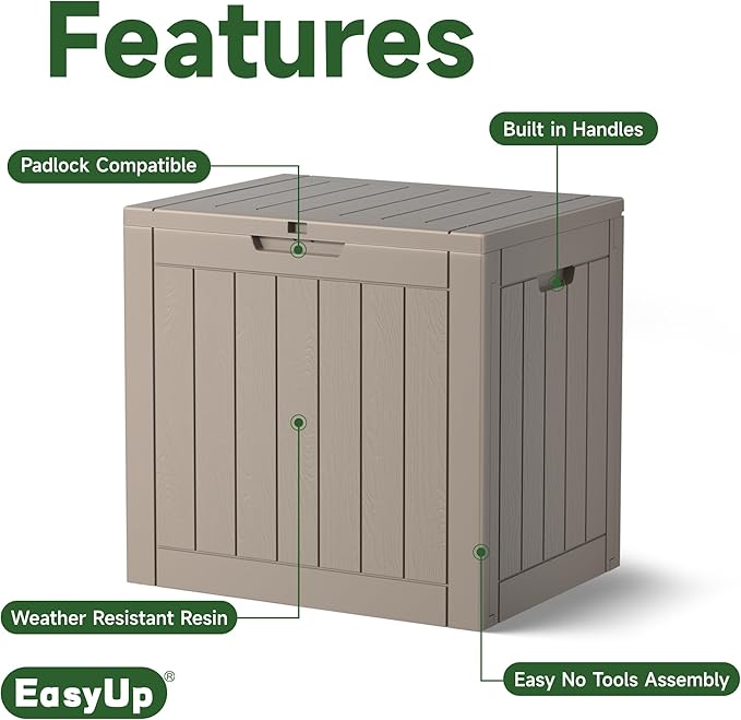 EasyUp 36 Gallon Outdoor Storage Box Waterproof, Resin Outdoor Deck Box - Image 3