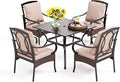 PHI VILLA 5-Piece Outdoor Dining Sets, All-Weather Patio Table and Chairs Set by PHIVILLAThepioneerofcomfortablehouseholdsupplies