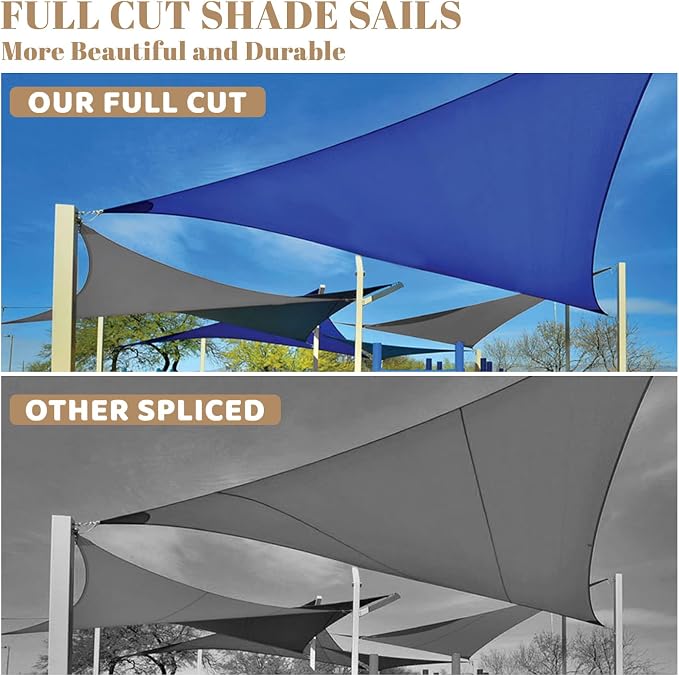 SUNLAX Custom Size 13'x23'x26.4' Sand Sun Shade Sail Right Triangle UV Block - Image 5