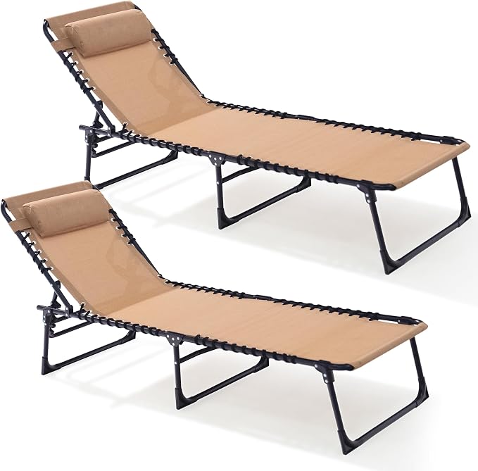 Folding Chaise Lounge Chair 2 Pack - 400lb Capacity by Unknown