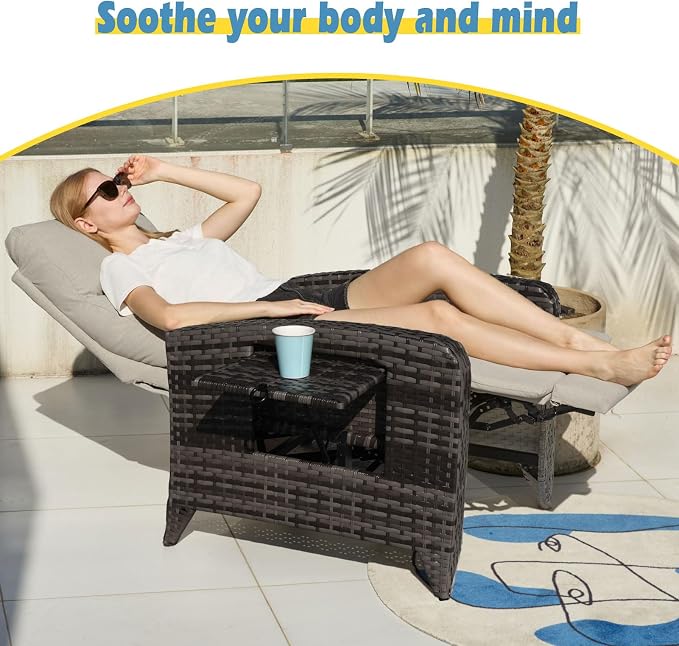 Outdoor Recliner Chairs Set of 2 Reclining Patio Chairs - Image 6