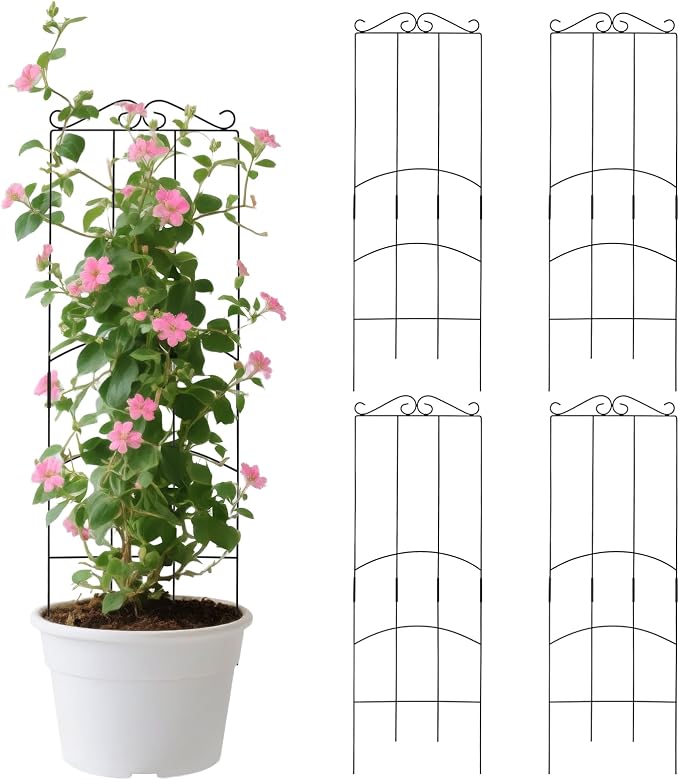 32 Inch Metal Plant Trellis for Climbing Plants Outdoor，4 Pack Garden Trellis by Unknown