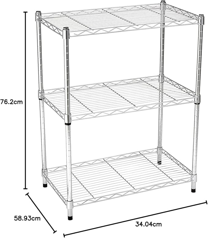 Amazon Basics 3-Shelf Adjustable Heavy Duty Steel Wire Shelving Rack - Image 3